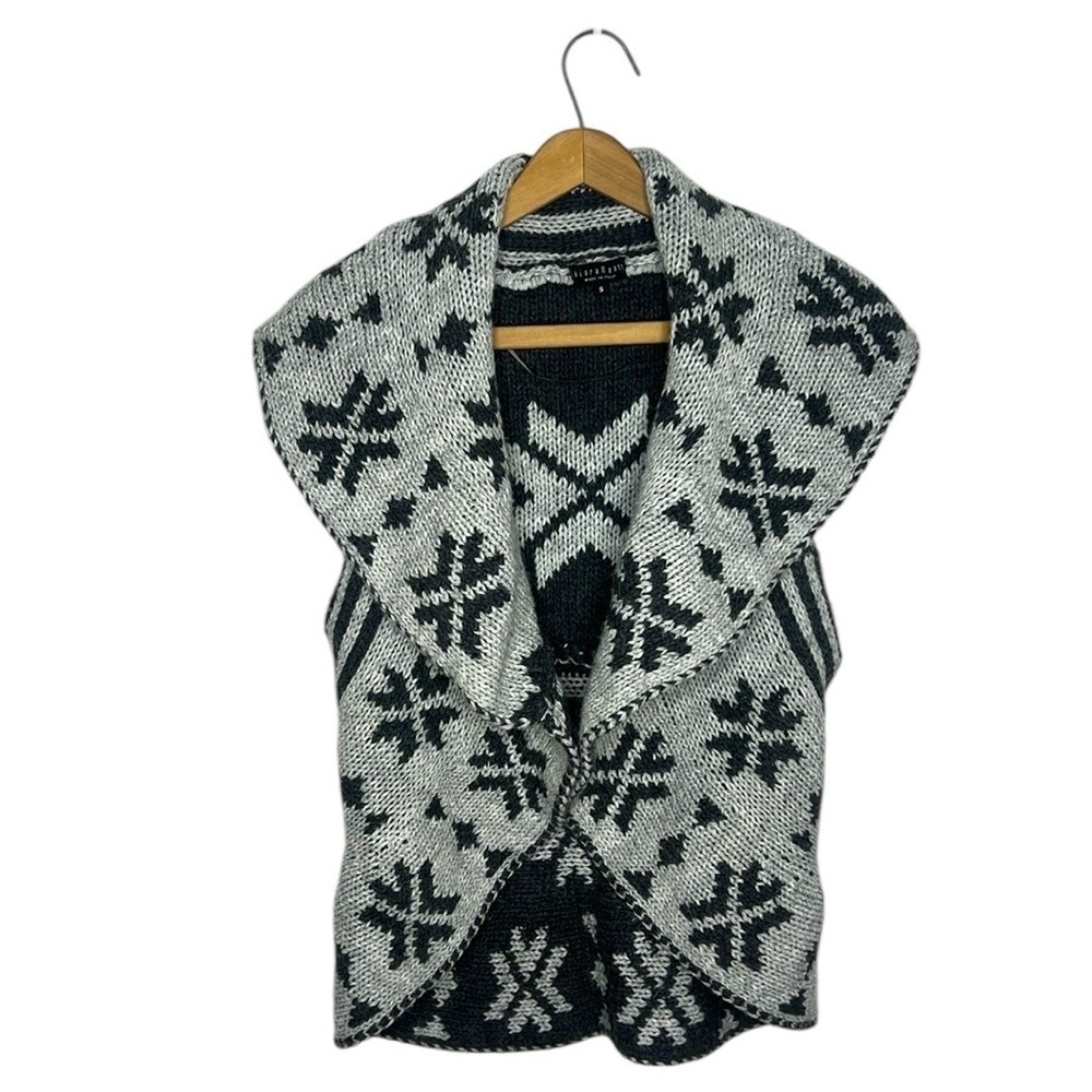 CHIARAMENTE Made in Italy Wool Blend Fair Isle Nordic Draped Sweater Vest S